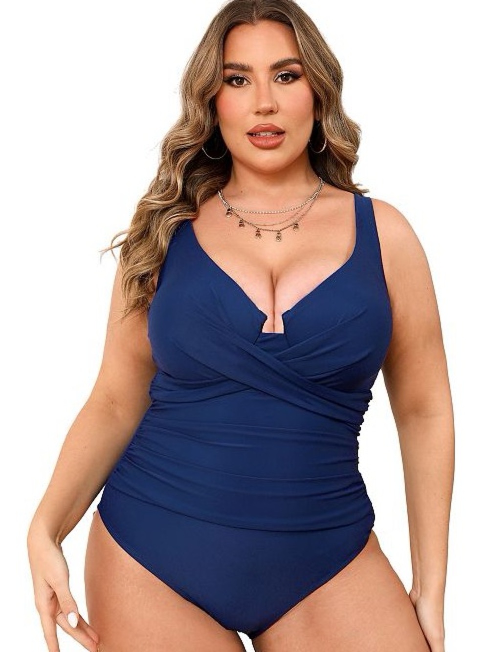 NWT Cupshe Ruched Wrapped Hidden
Underwire One-Piece Blue Swimsuit Size 1X